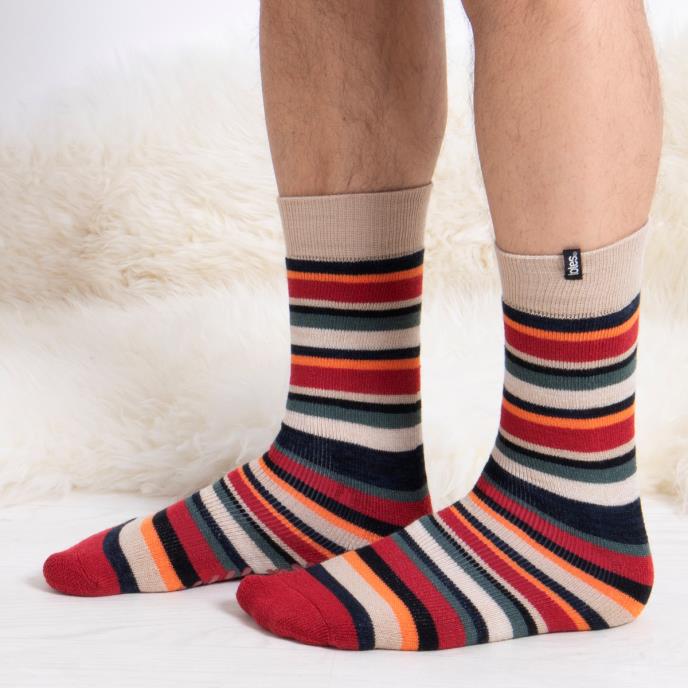 totes toasties® Mens Original Slipper Socks (Twin Pack) Campervan / Stripe Extra Image 2